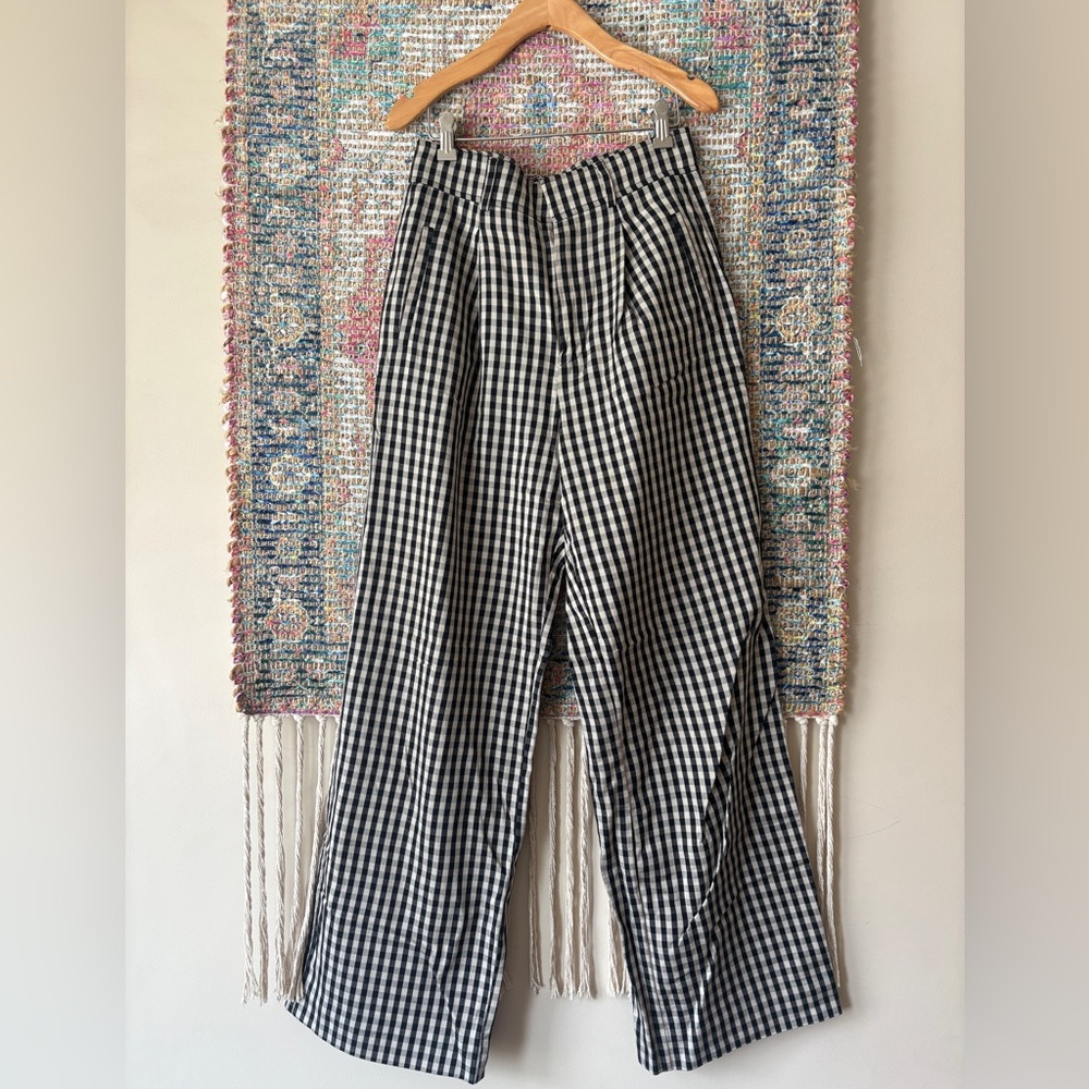 Everlane Black and Cream Checkered Pants